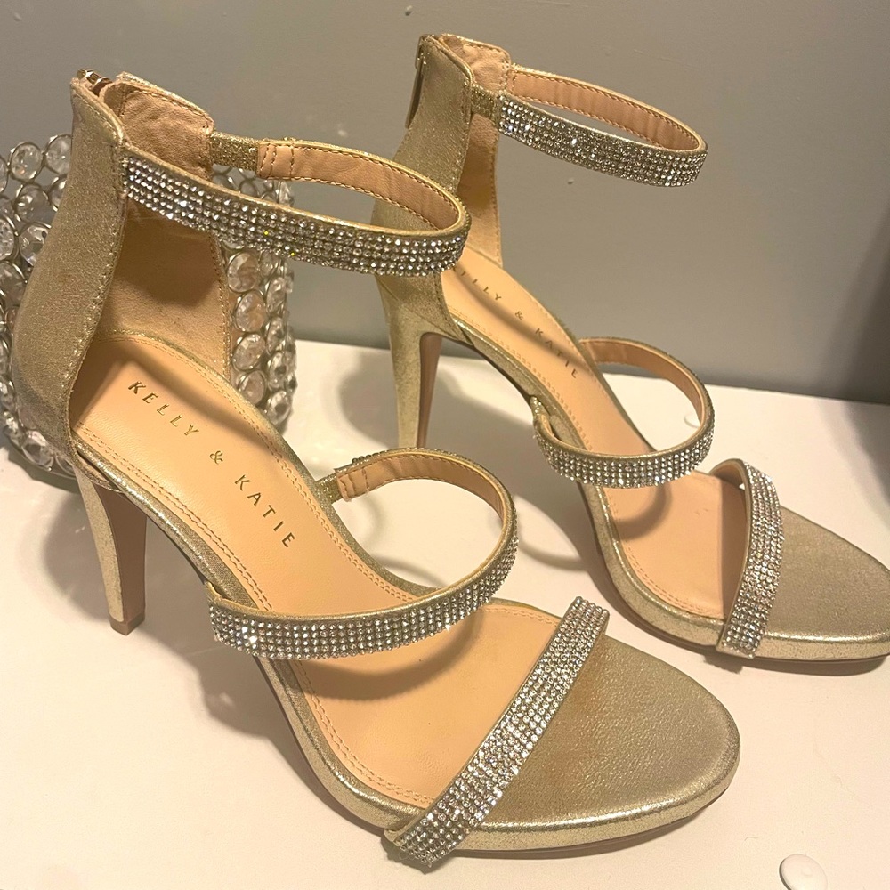 Kelly & Katie Gold and Rhinestone Sandal Pump